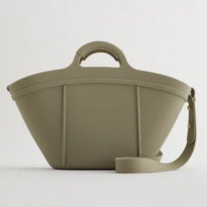 NWT Zara Khaki Green Rubberized Basket Bag